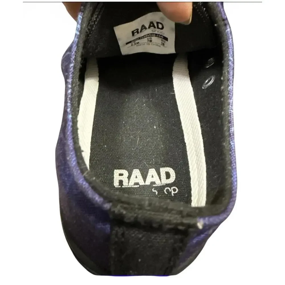 RAAD Purple Flame Canvas Sneakers – Women’s 7 / Youth 5.5 – Flat Lace Swap